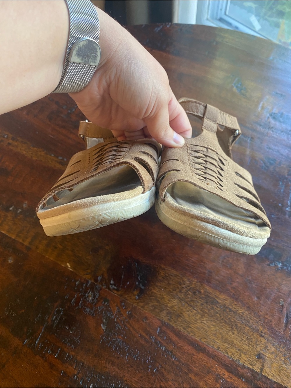 Earth origins etsaila leather sandals women’s size 8.5 tan comfort fisherman - Picture 3 of 8